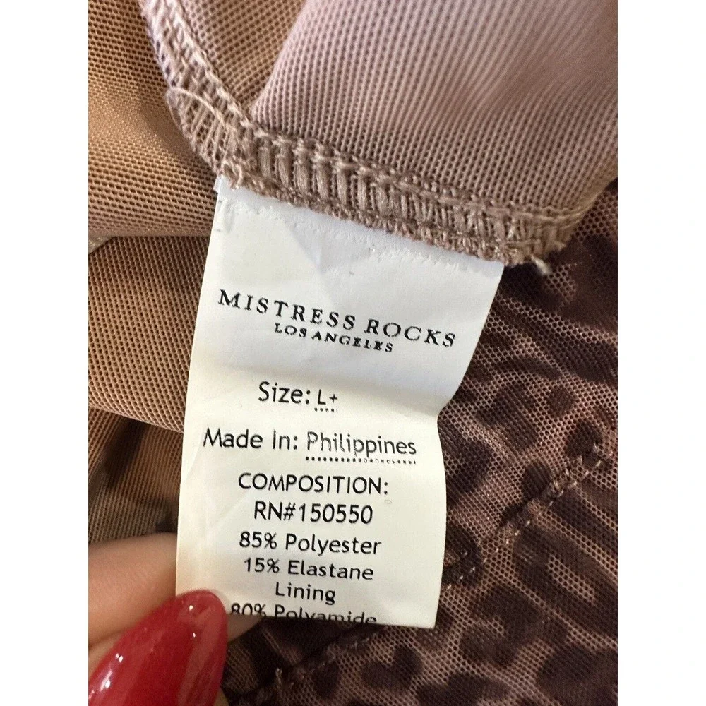 NWT Mistress Rocks Los Angeles Size Large Say When Animal Print Flare Mesh Pants - Picture 11 of 14